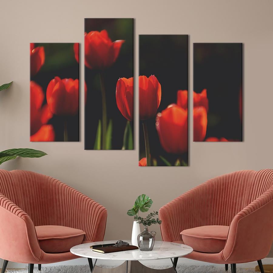 Картина на холсте Изысканные красные тюльпаны 129x90 см (908-42) Картина на холсте Изысканные красные тюльпаны 129x90 см (908-42)