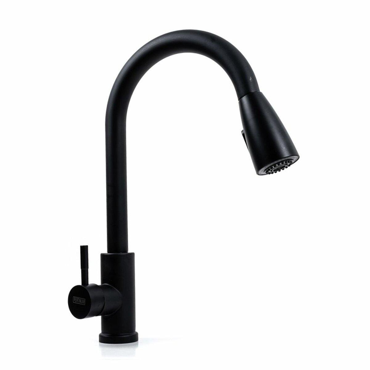 Смеситель кухонный Platinum LN08 с выдвижной лейкой Черный (LN08)