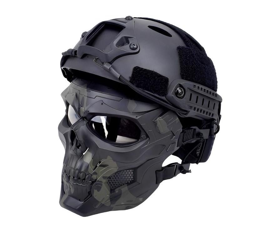 Маска с черепом Full Face Combat с креплением на шлем/голову Airsoft Dark Multicam (MK001009) - фото 2