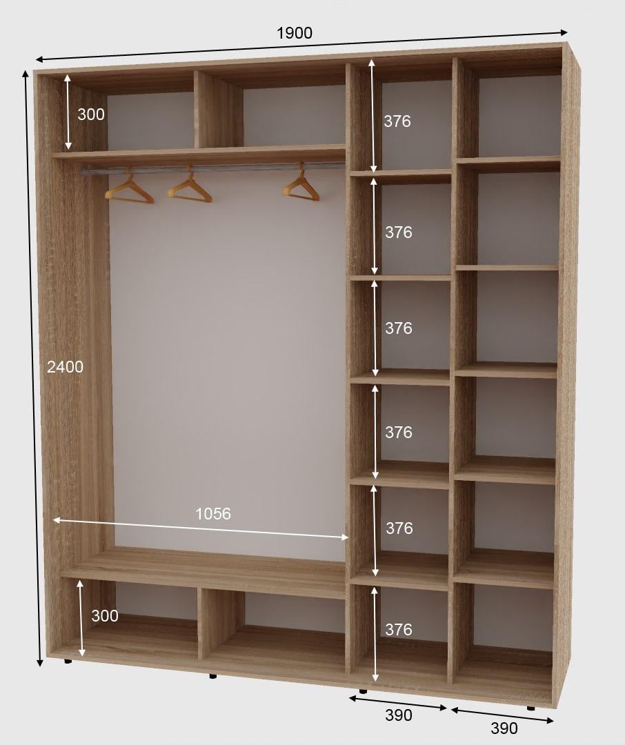 Шафа-купе дводверна Алекса ДСП 190х60х240 см Дуб Сонома - фото 2 Шафа-купе дводверна Алекса ДСП 190х60х240 см Дуб Сонома - фото 2