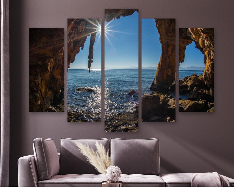 Модульная картина на холсте из пяти частей KIL Art Морская пещера 137x85 см (M51_L_469)
