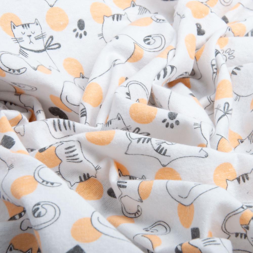 Ткань фланель хлопок Кошки 160 гр/м2 160 см Серо-персиковый (25676)