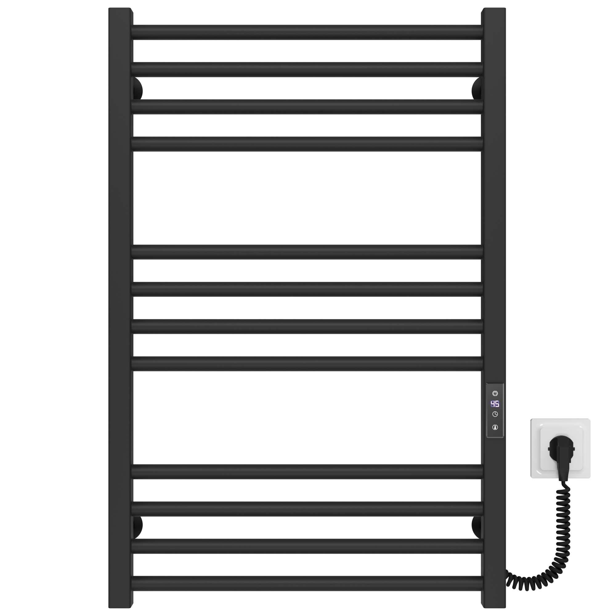 Полотенцесушитель электрический Deffi Lima П12 JD04 правое подключение нержавеющая сталь 600х800 мм Черный (A.LI.80.60.12.E.B.R.2)