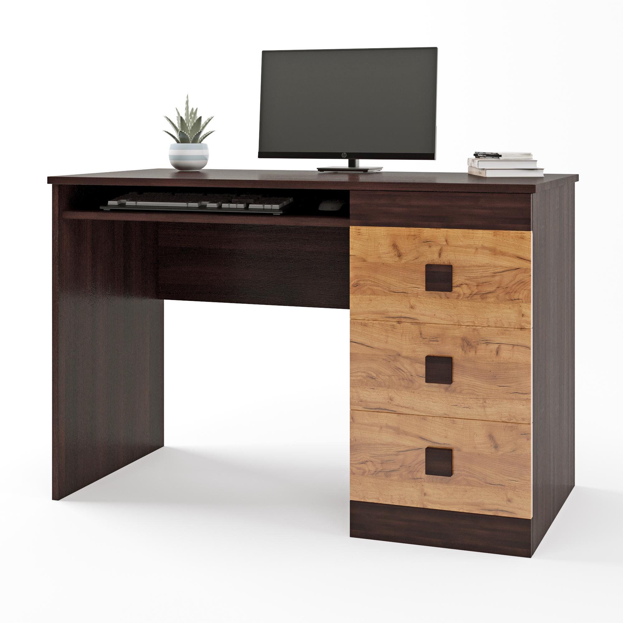 Стол письменный Эверест Соната 110х55х75,5 см. Венге темный/Крафт золотой