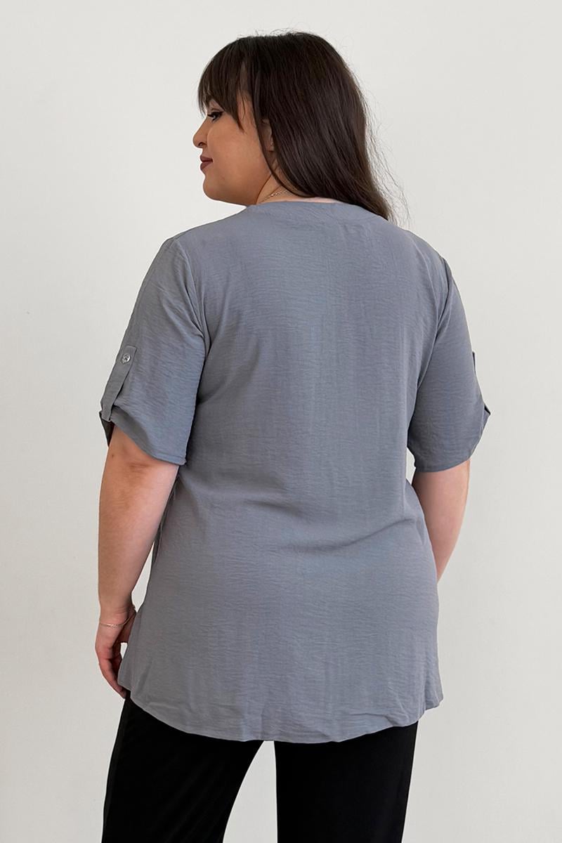 Сорочка батал жіноча PANNI Лада р. 52-54 Сірий (Р2508252219) - фото 2