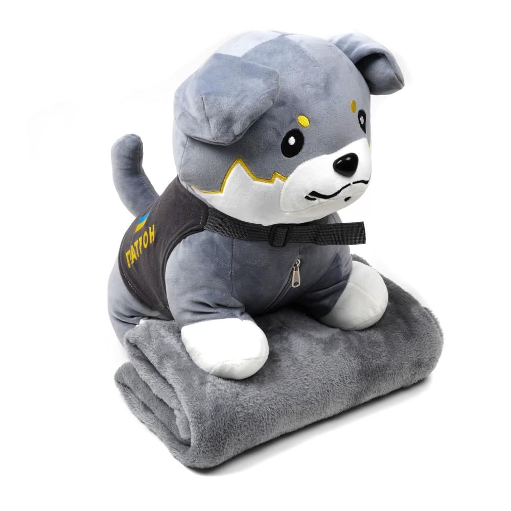 Плед-подушка іграшка Пес-патрон 3в1 48 см Сірий (801956) - фото 1 Плед-подушка іграшка Пес-патрон 3в1 48 см Сірий (801956) - фото 1