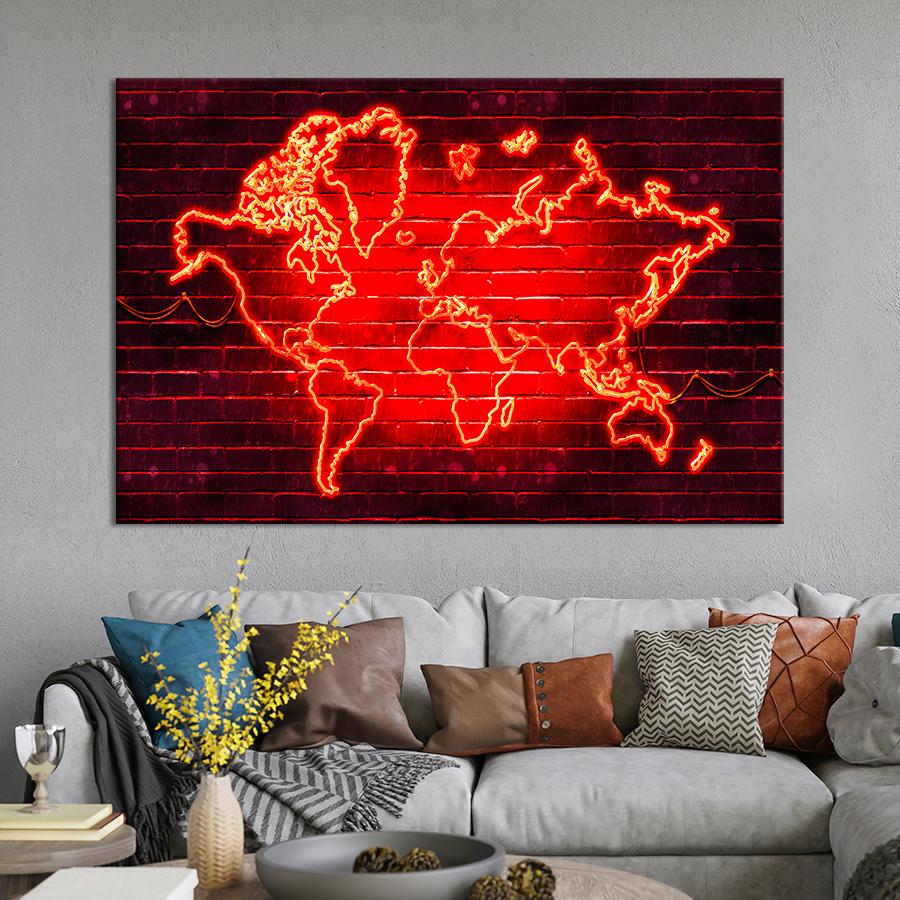 Картина карта Светящаяся карта мира 120x80 см (A1354-1)