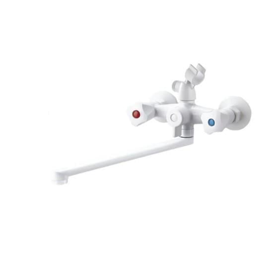 Смеситель для ванны PLAMIX OMEGA-140 EURO SET со шлангом/лейкой и кронштейном White (MX9579)