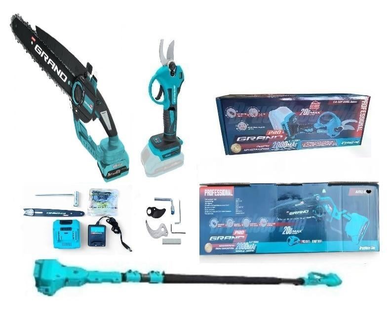 Пила ланцюгова акумуляторна Grand АПЦ-6М/2-1 з секатором Grand СА-30F/20BL-base з подовжувачем 2 м (30807517)