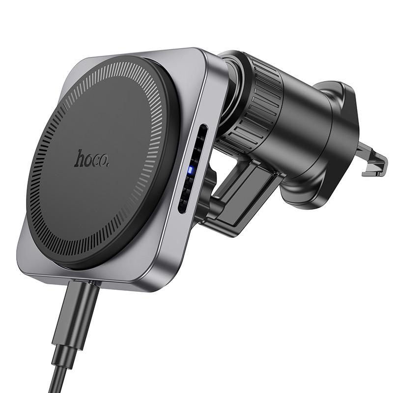 Автотримач з бездротовою зарядкою Hoco HW15 Speed Black/Metal gray (00000069111_1)