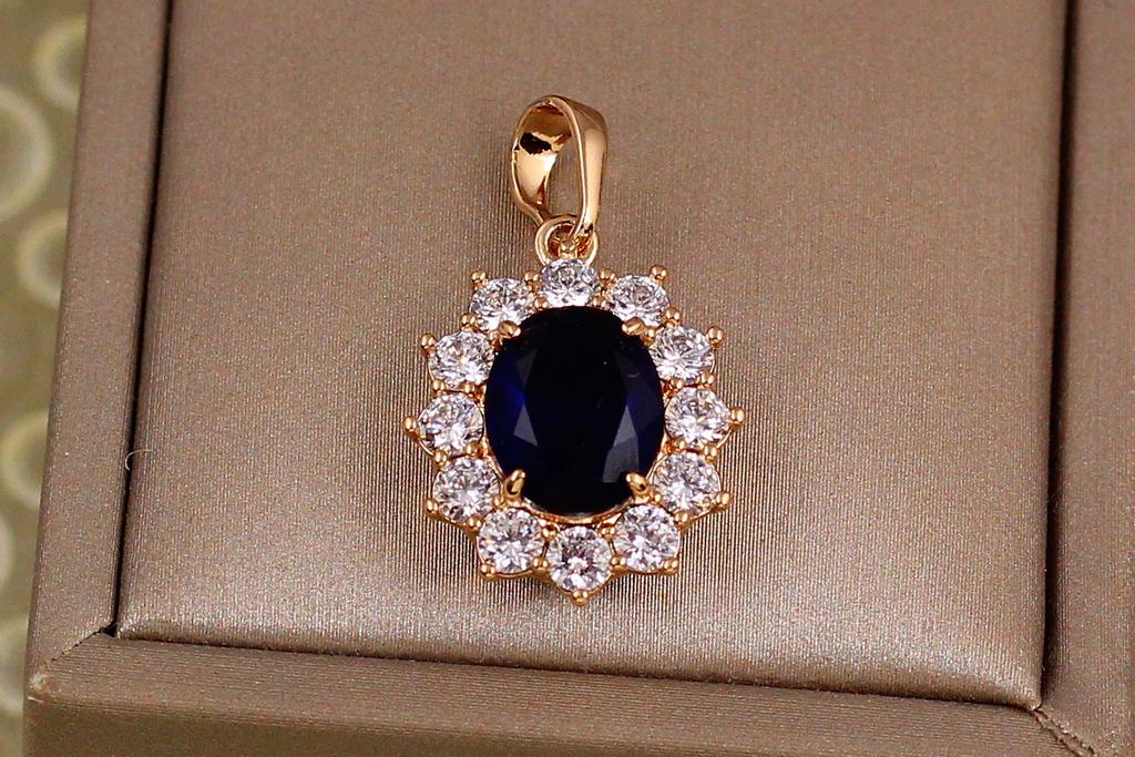Кулон Xuping Jewelry Ежевика синий камень 1,9 см Золотистый (26500189)