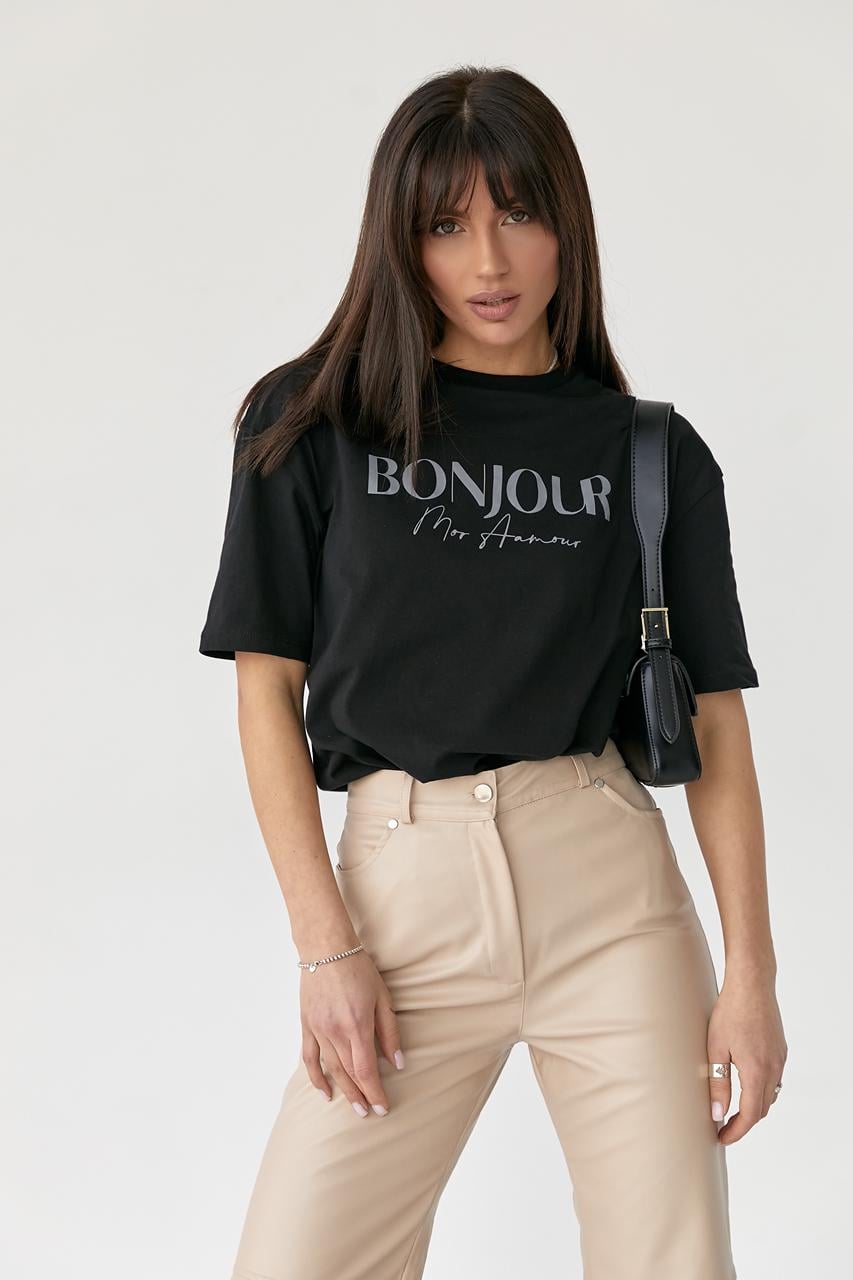 Футболка "Bonjour mon amour" L Черный (10089987)