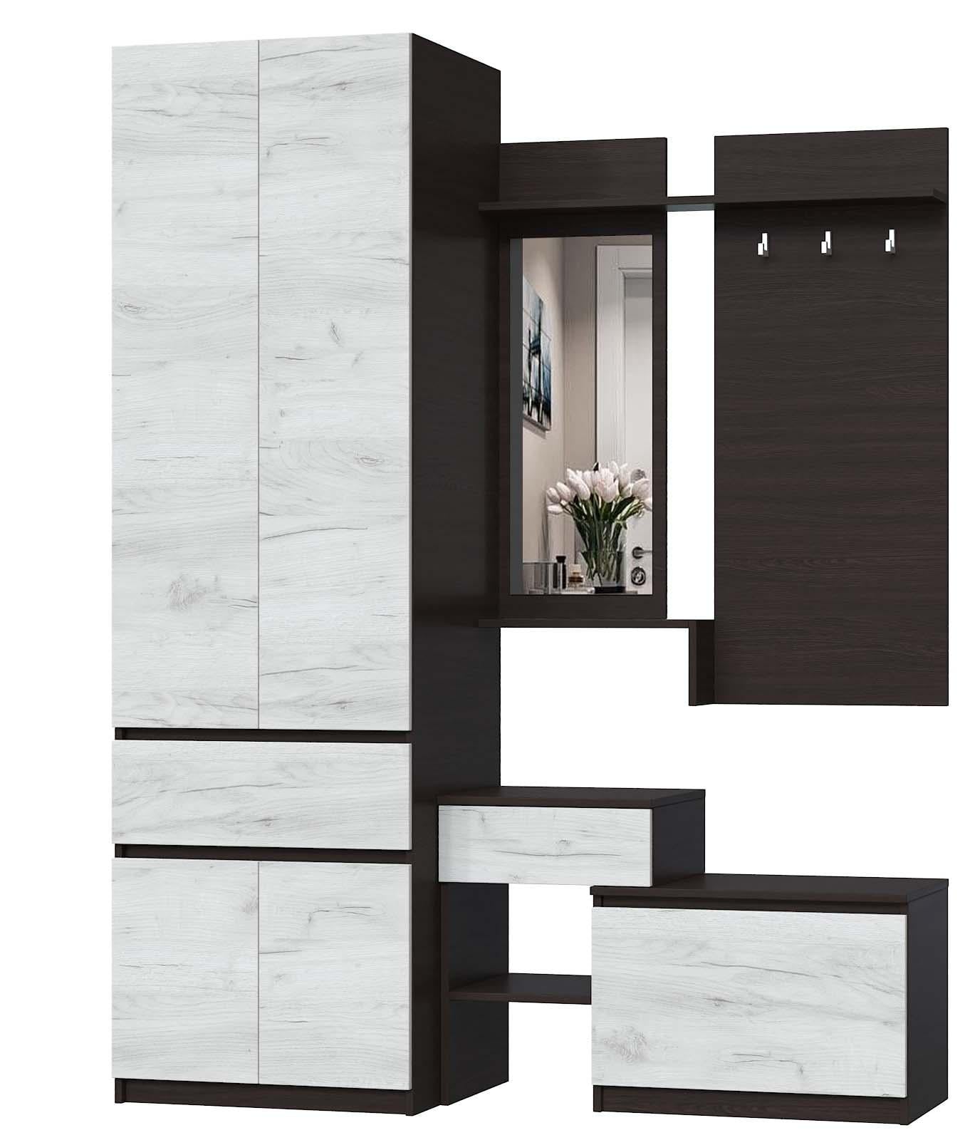 Прихожая Мастер Форм Брайт левосторонняя 1500х520х2000 мм Венге магия/Дуб крафт белый (31782)