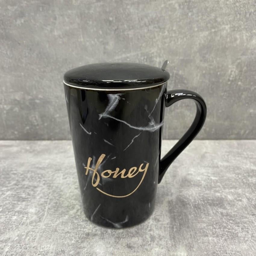 Чашка Olens O8030-81 Honey з кришкою керамічна з ложкою 375 мл - фото 1 Чашка Olens O8030-81 Honey з кришкою керамічна з ложкою 375 мл - фото 1