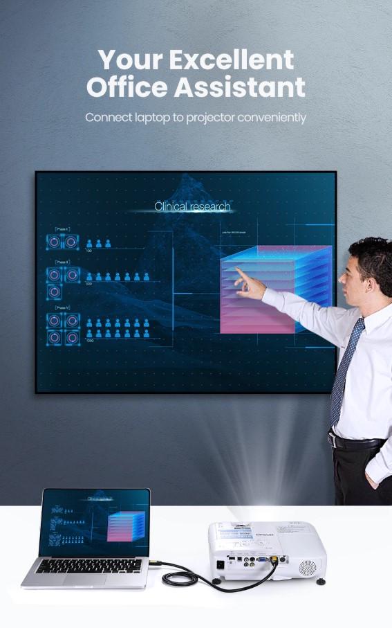 Кабель видео Ugreen HDMI 2,0 4K 3D 0,75 м Black/Yellow (HD101) - фото 9 Кабель видео Ugreen HDMI 2,0 4K 3D 0,75 м Black/Yellow (HD101) - фото 9