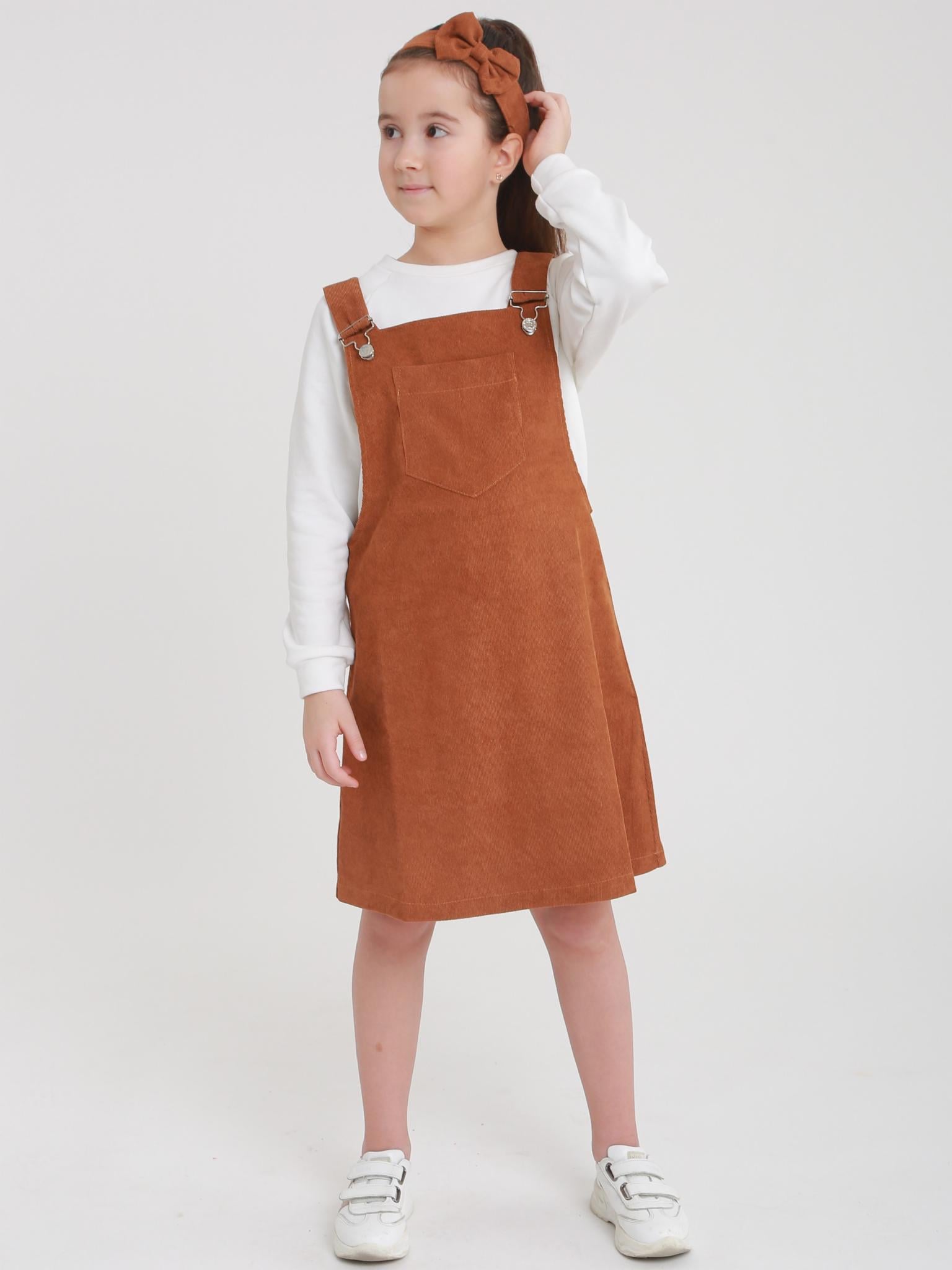 Сарафан вельветовый детский ТМ Ластівка 23_5004 152-158 см Светло-коричневый