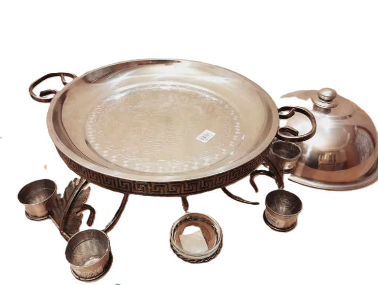 Садж для подачи и подогрева шашлыка Фараон 36 см с соусницами/рюмками/кухонными щипцами (7512) - фото 7 Садж для подачи и подогрева шашлыка Фараон 36 см с соусницами/рюмками/кухонными щипцами (7512) - фото 7