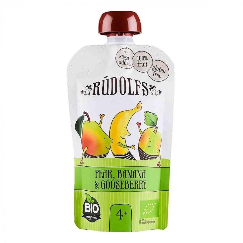 Пюре Rudolfs Смузі груша-банан-агрус від 4 місяців органічне 110 г