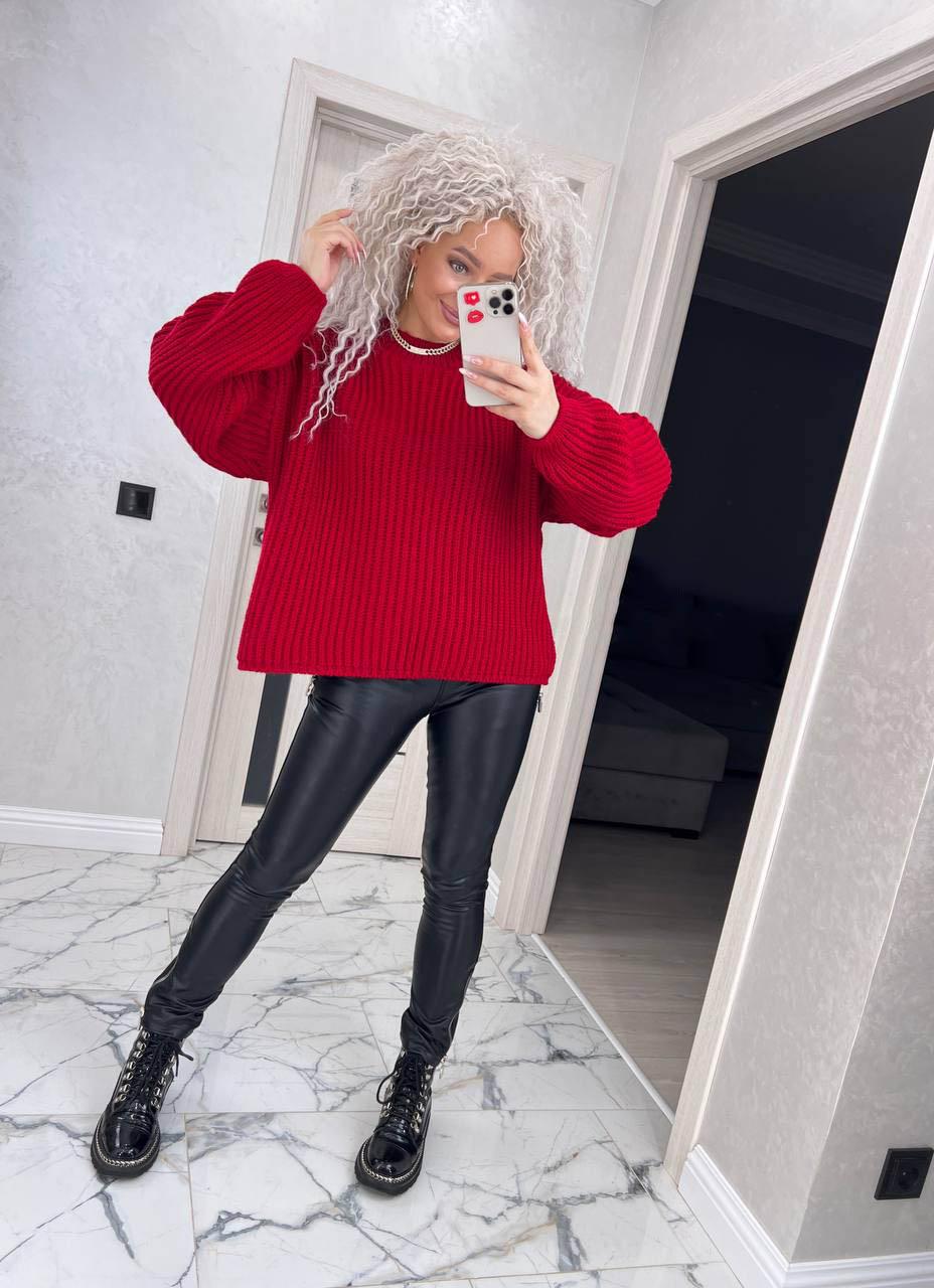 Светр жіночий Агата р. 44-56 Червоний (849) - фото 3 Светр жіночий Агата р. 44-56 Червоний (849) - фото 3
