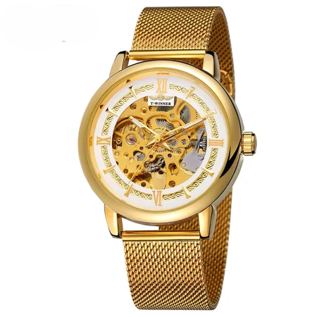 Наручний годинник Forsining 8173 Gold-White Mesh (1931)