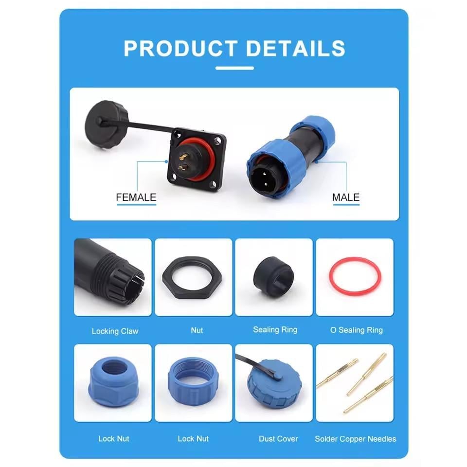 Разъем герметичный SP16 IP68 розетка/штекер на кабель SP16 7S-F-M 7pin 5 А (2735637991) - фото 6 Разъем герметичный SP16 IP68 розетка/штекер на кабель SP16 7S-F-M 7pin 5 А (2735637991) - фото 6