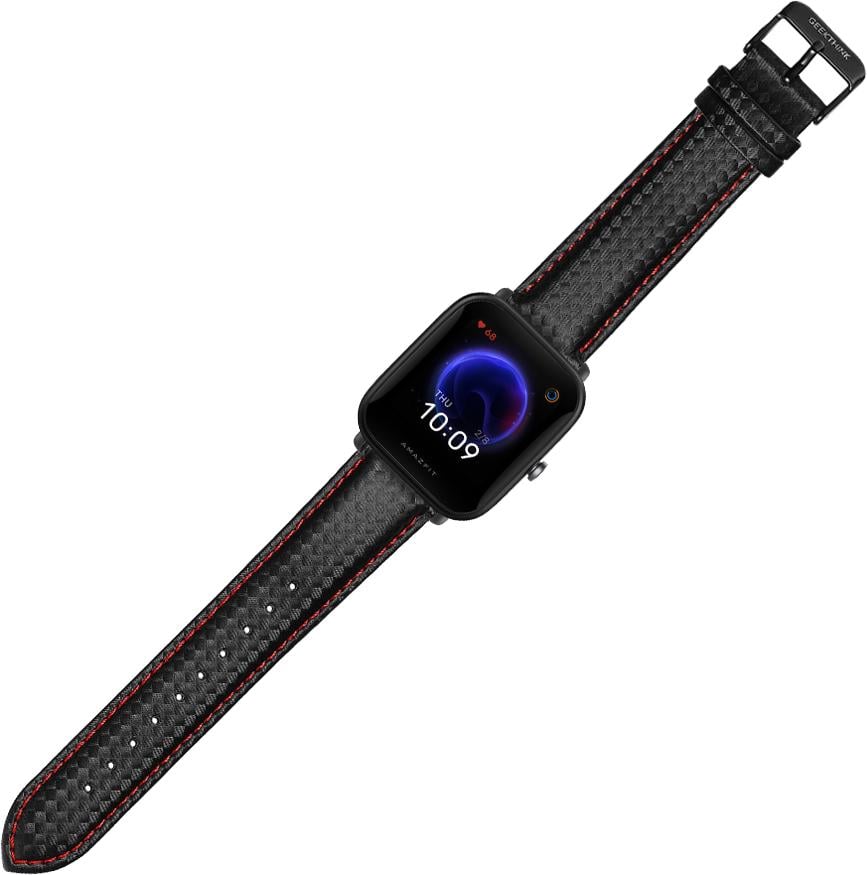Ремінець шкіряний Carbon для Amazfit Bip U Pro Black/Red (23418-44)