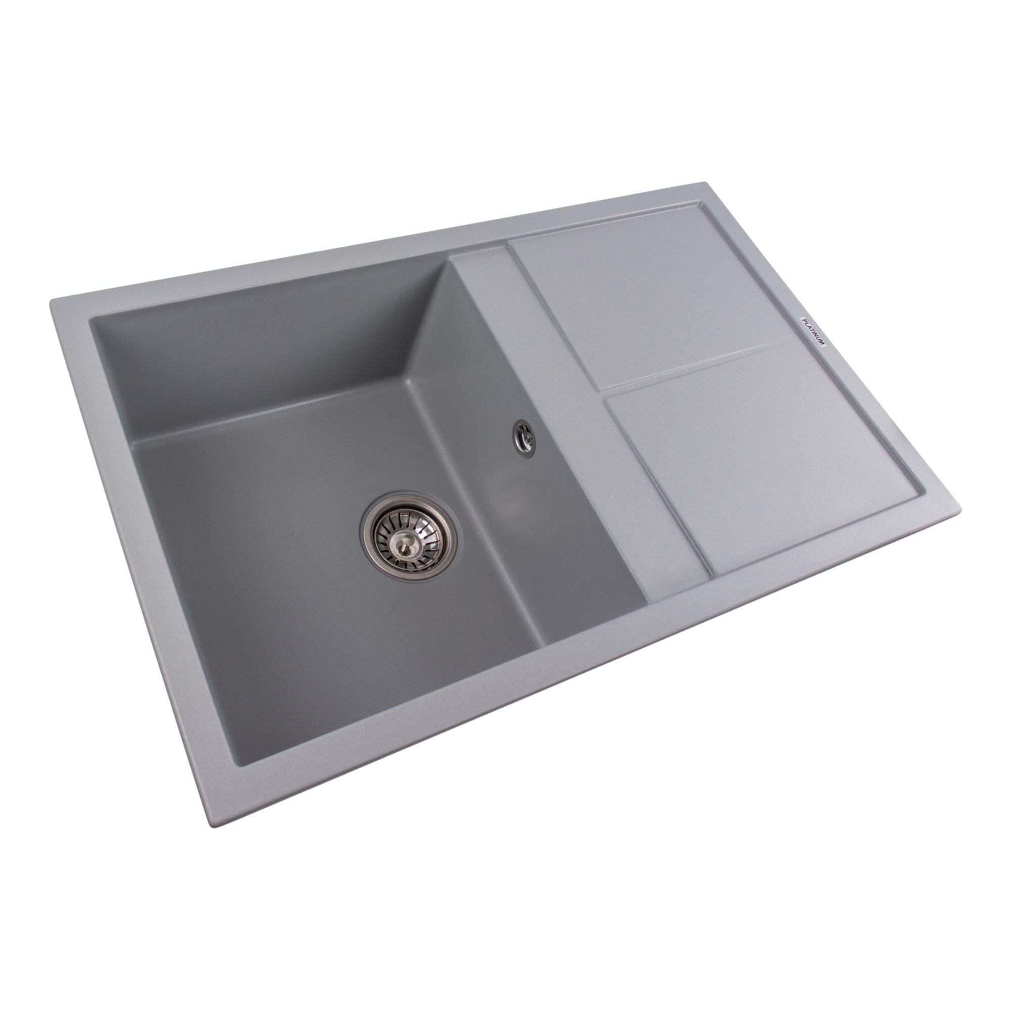 Мийка для кухні гранітна Platinum 7950 Selena матова Сірий металік - фото 2 Мийка для кухні гранітна Platinum 7950 Selena матова Сірий металік - фото 2