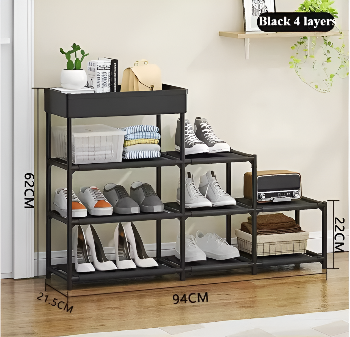 Полка для обуви 4 секции Черный (10342) - фото 5 Полка для обуви 4 секции Черный (10342) - фото 5