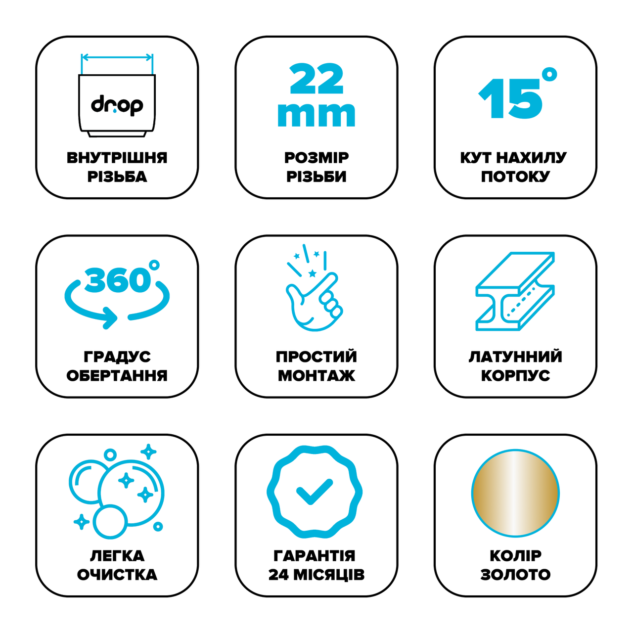 Адаптер поворотний 360° Drop CL360F-GLD для змішувача 15° внутрішня F 22 мм (24237566) - фото 6 Адаптер поворотний 360° Drop CL360F-GLD для змішувача 15° внутрішня F 22 мм (24237566) - фото 6