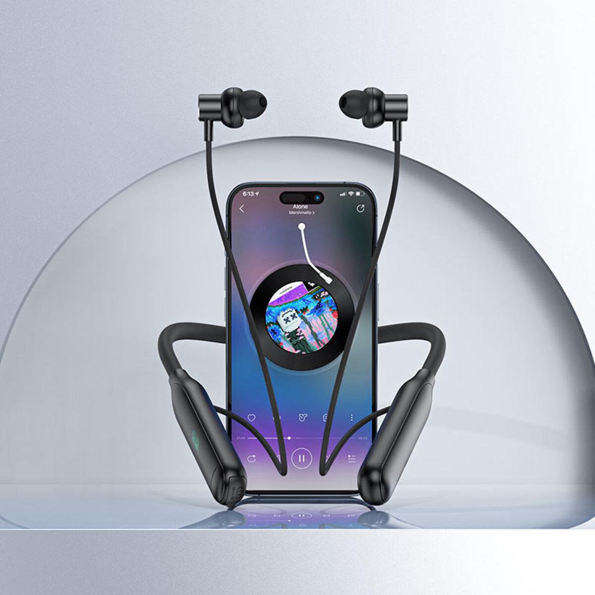 Навушники бездротові Acefast N4 neck hanging Wireless Earphones BT5.3 800 mAh Black (6974316283607) - фото 5