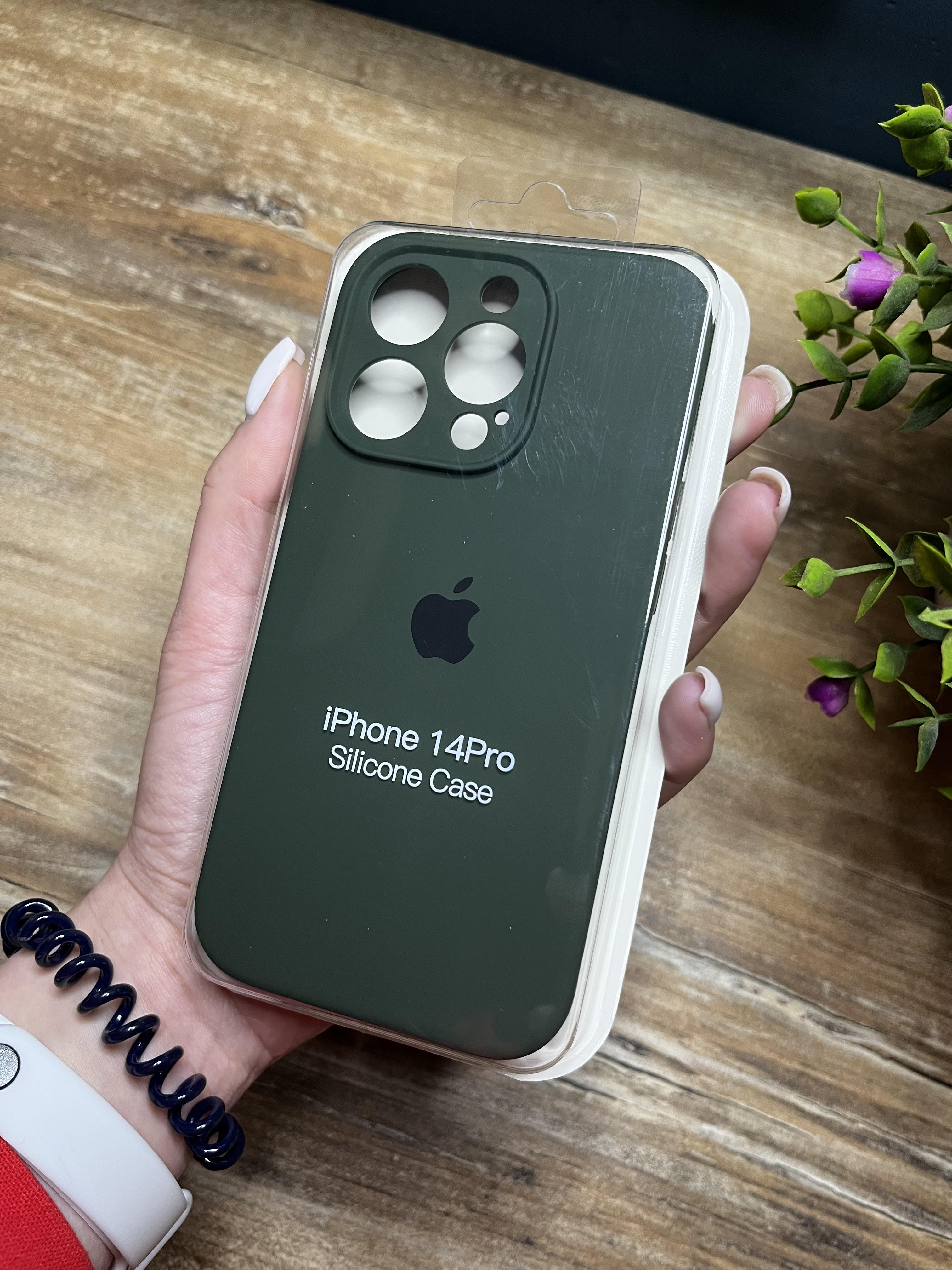 Чехол накладка на iPhone (Айфон) 14 Pro закрытый низ и закрытая камера silicone case full camera Apple - фото 1