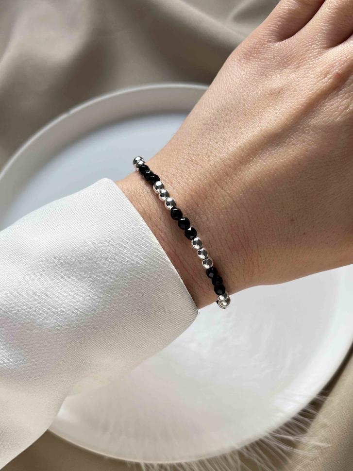 Браслет із натурального каменю агат та гематит (4751) Браслет із натурального каменю агат та гематит (4751)