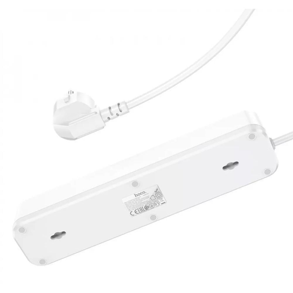 Мережевий фільтр Hoco NS1 Aura 4-bit PD 20W 2xUSB+Type-C 1.8 м White - фото 2