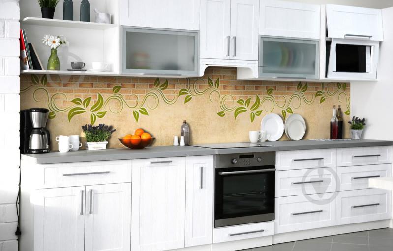 Скинали на кухню Zatarga «Вензеля на цеглині» 600х2500 мм вінілова 3Д наклейка кухонний фартух самоклеюча