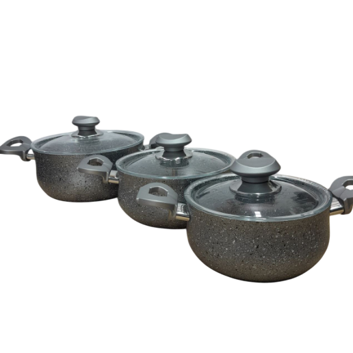 Набір каструль OMS з антипригарним покриттям 6 пред. Сірий (3027-grey) Набір каструль OMS з антипригарним покриттям 6 пред. Сірий (3027-grey)