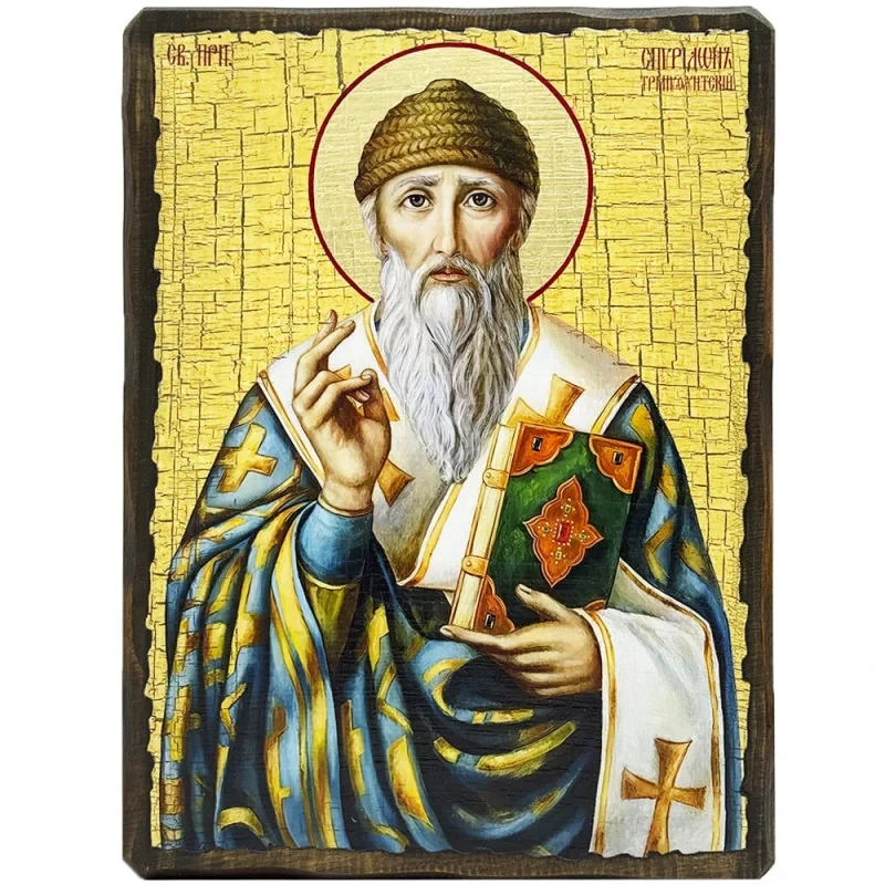 Ікона Святий Спиридон Триміфунтський під старовину 17х23 см (3890-2)