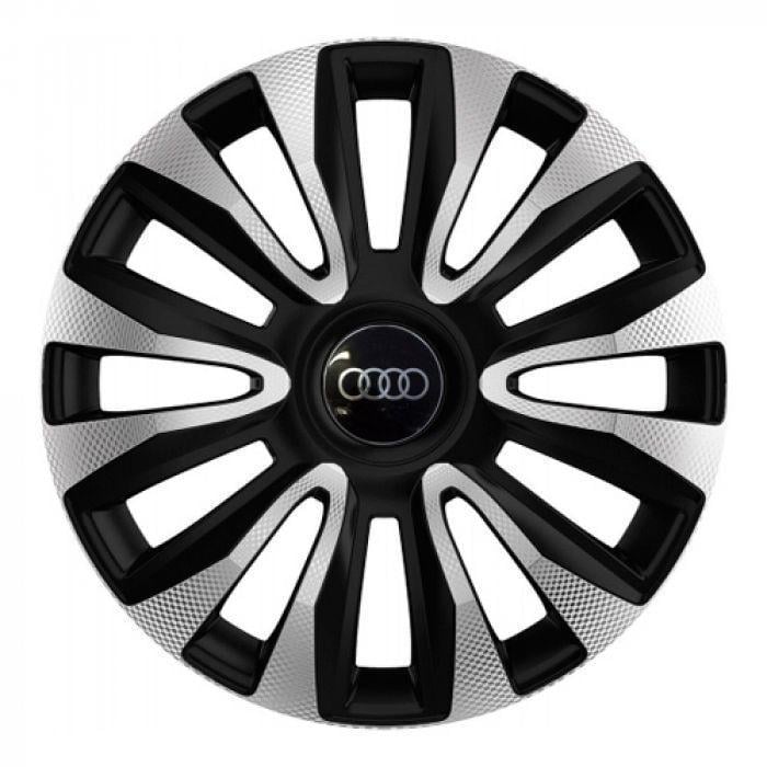 Колпаки для колес 4 Racing Avalon Carbon R13 с логотипом 4 шт. Silver/Black Audi