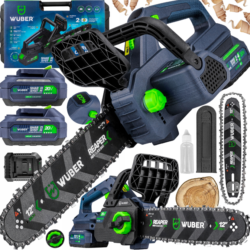 Пила аккумуляторная цепная Wuber 2 аккумулятора 4Ач 20В/шина 30 см - фото 2