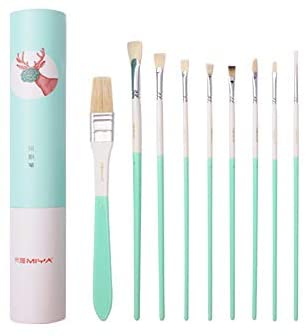 Художественные кисти MIYA ANIMALS Набор 9 шт. из натуральной щетины Мятная коробка