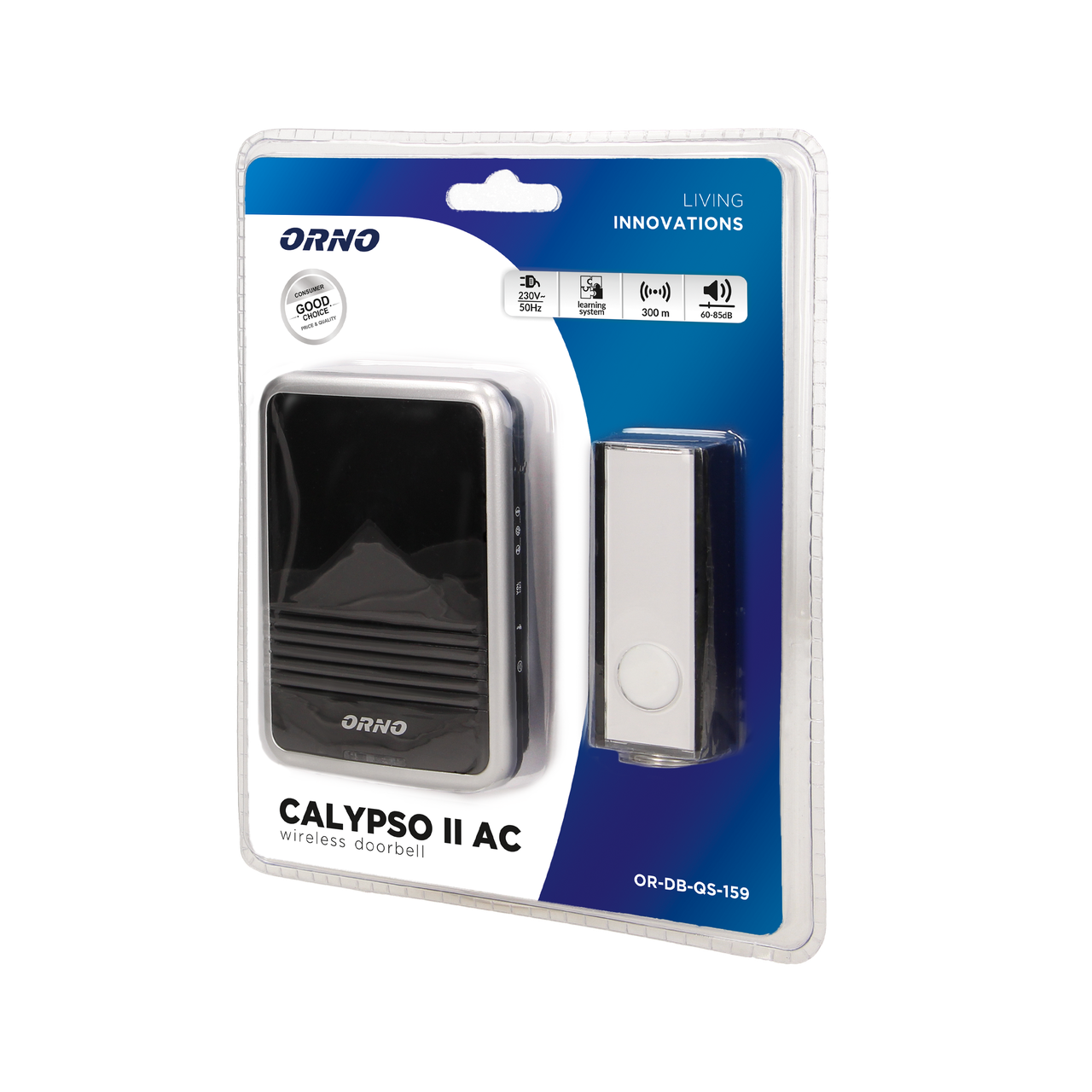 Дзвінок ORNO CALYPSO II AC OR-DB-QS-159 36 тоновий бездротовий Чорний - фото 2