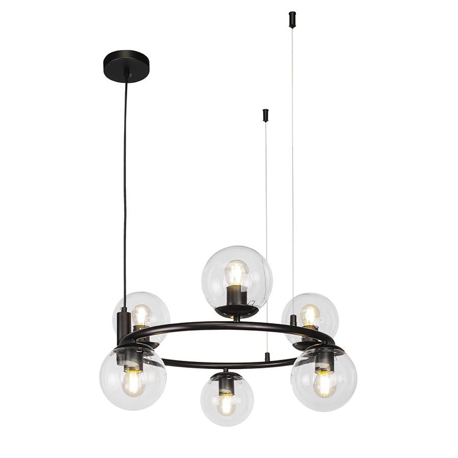 Люстра підвісна Levistella 7521011-6 BK+CL на шість прозорих плафонів Чорний (2577797611) - фото 2 Люстра підвісна Levistella 7521011-6 BK+CL на шість прозорих плафонів Чорний (2577797611) - фото 2