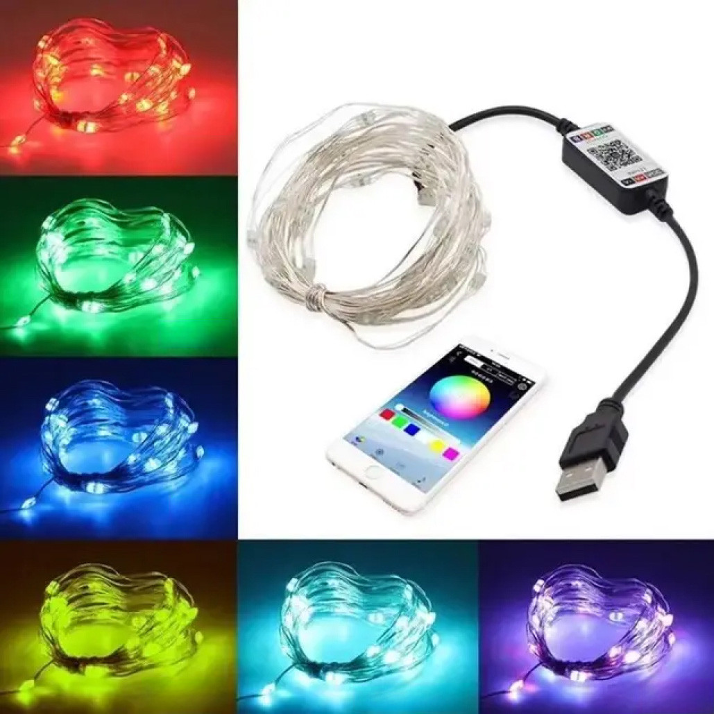 Гирлянда роса умная RGB 20 м от USB 200 LED управление смартфоном Bluetooth IP44 - фото 7 Гирлянда роса умная RGB 20 м от USB 200 LED управление смартфоном Bluetooth IP44 - фото 7