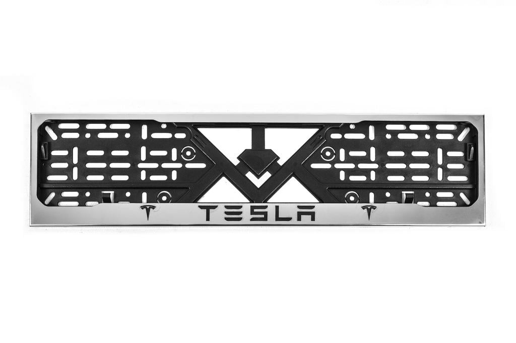 Рамка под номер CAN для Tesla пластик/нержавеющая сталь 1 шт. Хром