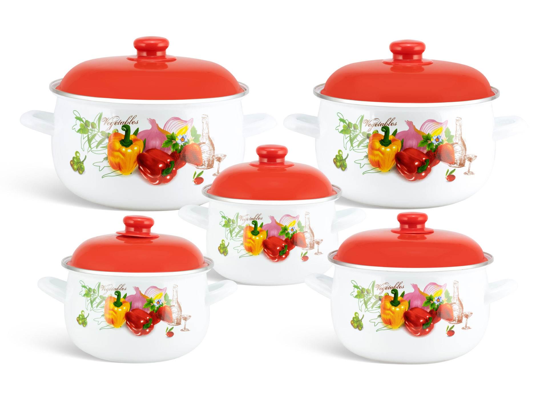 Набор кастрюль с крышками Edenberg EB-1873 10 предметов Белый/Оранжевый (14102879)