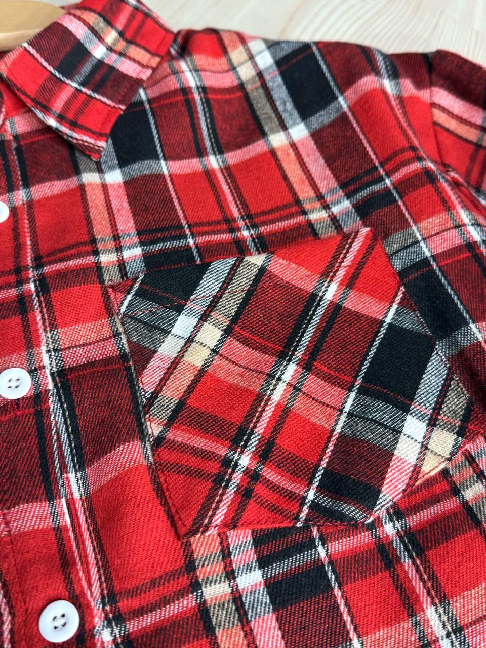 Сорочка жіноча Baoyu 225-1 в клітинку оверсайз фланель OS Червоний (4762) - фото 2