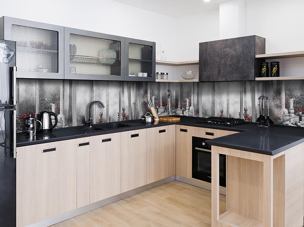 Кухонный фартук Ангел колонны из самоклеющейся виниловой пленки 60х250 см Серый