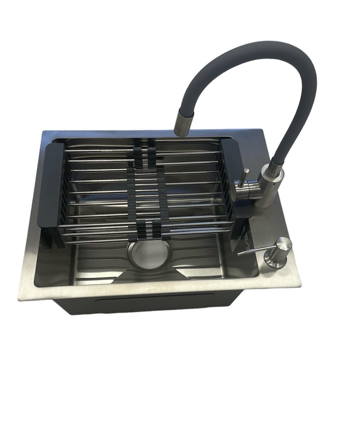 Мойка для кухни Lidz H4050 Brush и смеситель для кухни с гибким изливом 3,0/0,8 мм