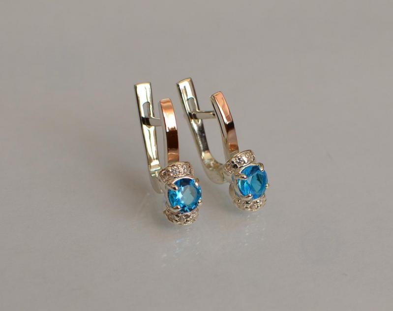 Серебряные серьги Sil с золотом 137s-1 Лаванда (Sil-1219)