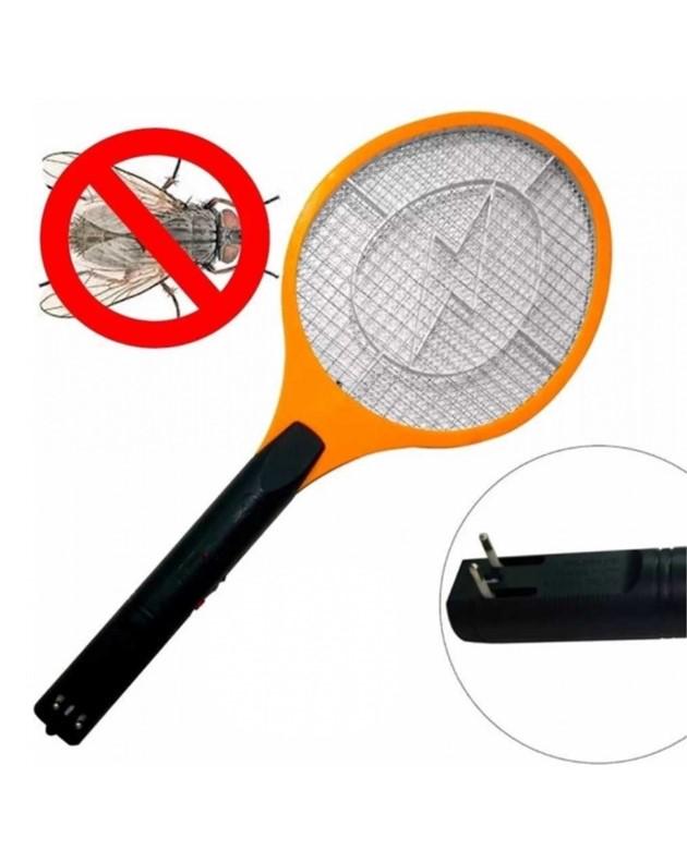 Мухобійка електрична Rechargeable Mosquito-hitting Swatter тришарова акумуляторна Чорно-жовтогарячий - фото 3