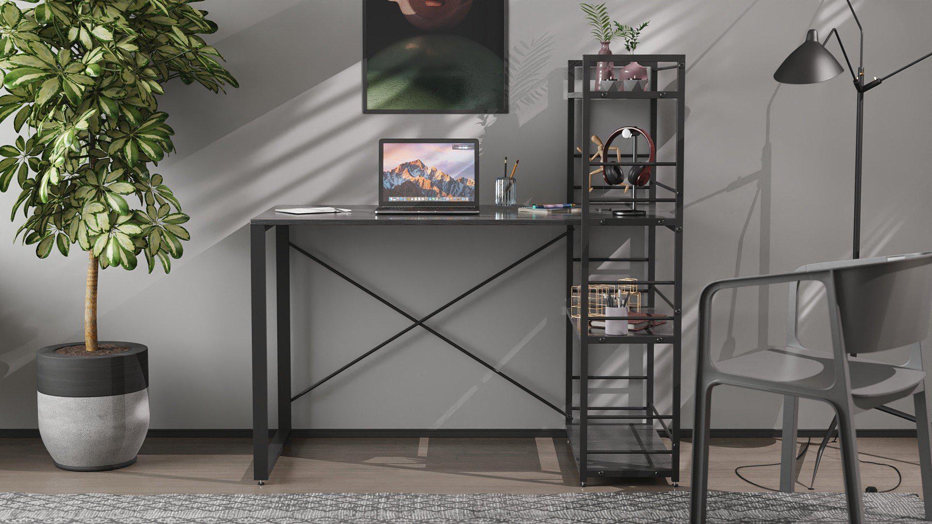 Письмовий стіл Ferrum-decor Konekt з етажеркою метал/ДСП 16 мм Чорний/Венге Магія (FRD-105744) - фото 3